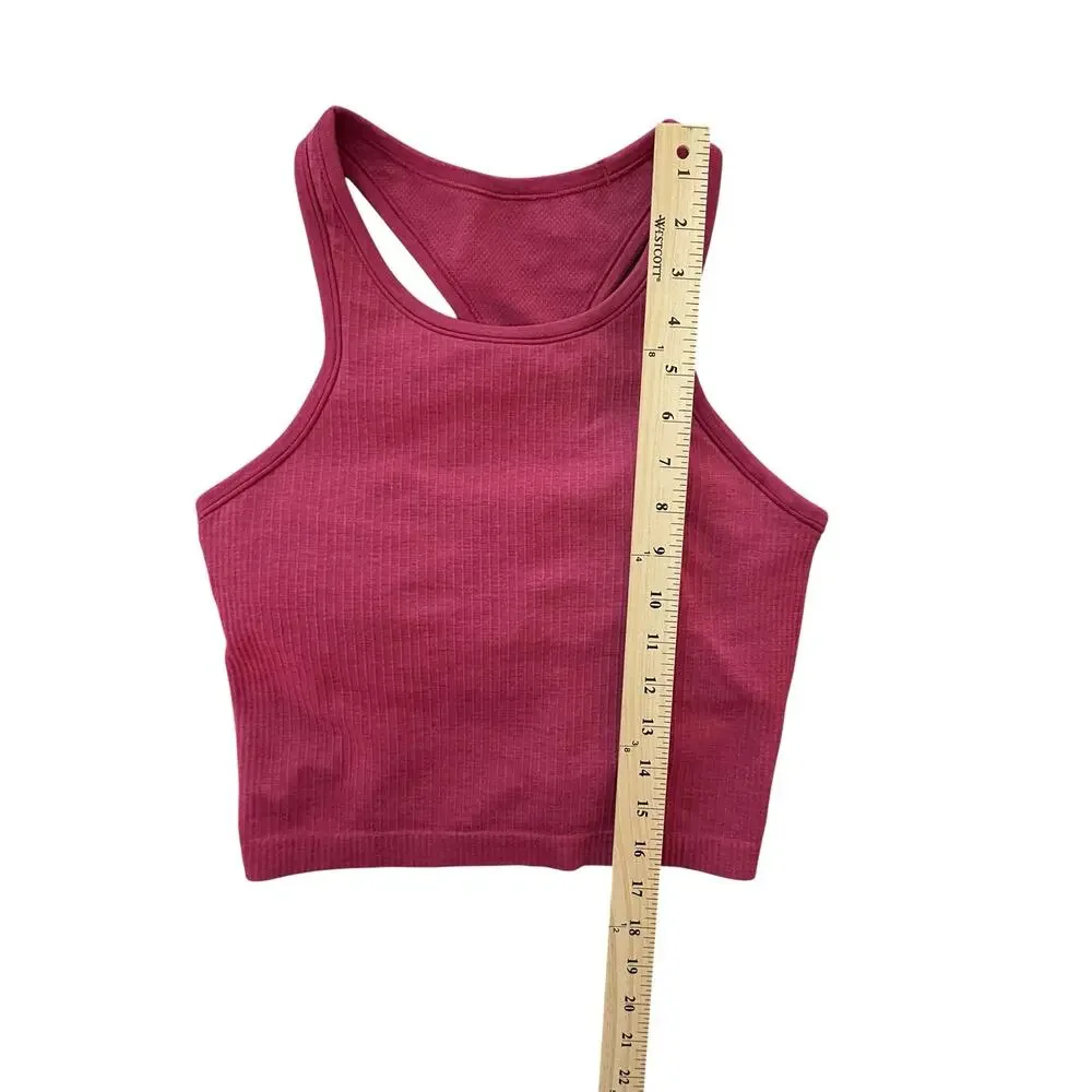 Lululemon Ebb to Street Cropped Racerback Tank Top Dark Red Size 6 - Picture 5 of 5